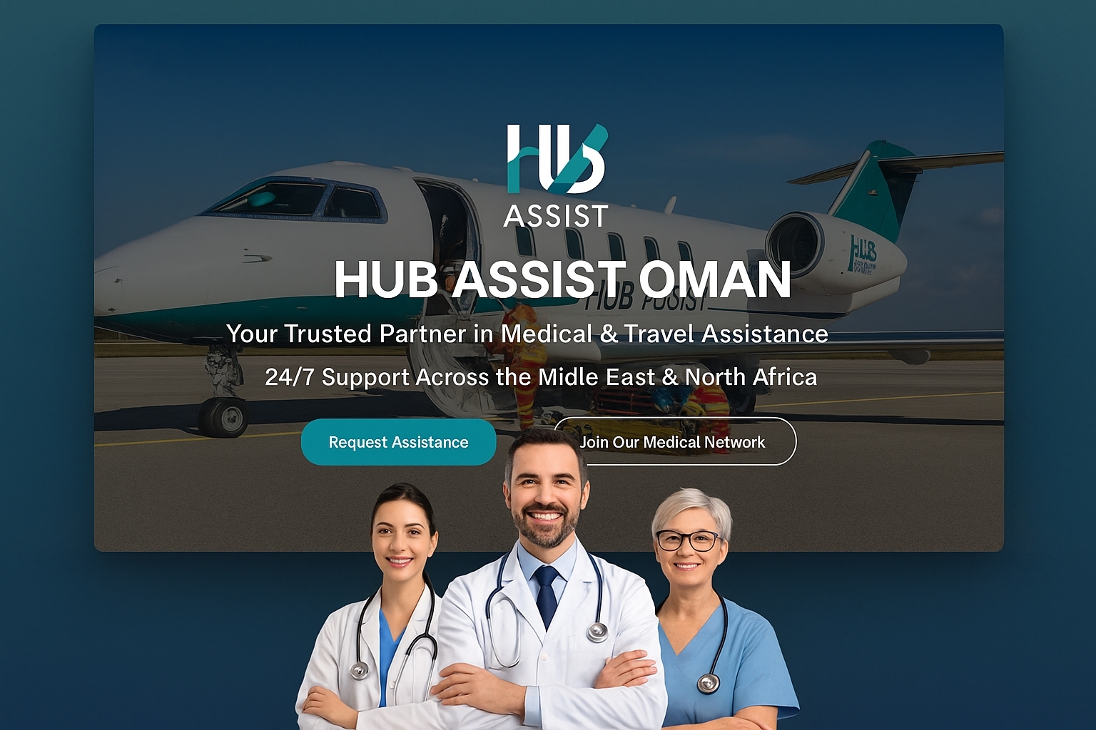 Air ambulance with Hub Assist logo